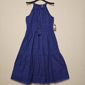 Vince Camuto Women's Dress Size 14 Fits Large Blue A-line Halter Sleeveless New